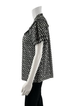 Ivy Jane white/black Short Sleeve Heart Print Smocked Ruffle Yoke Blouse Top Size Small NWT - Size S
