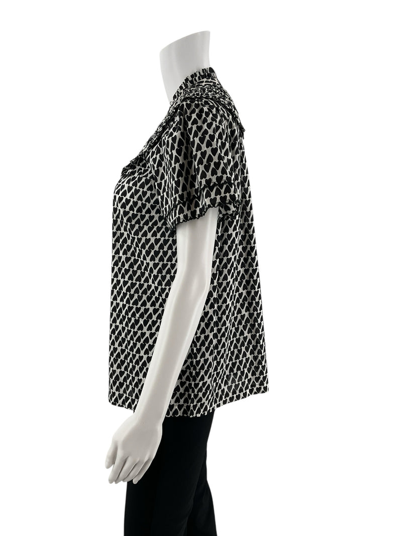 Ivy Jane White/Black Print Pre-Owned Ladies Top - Size Small