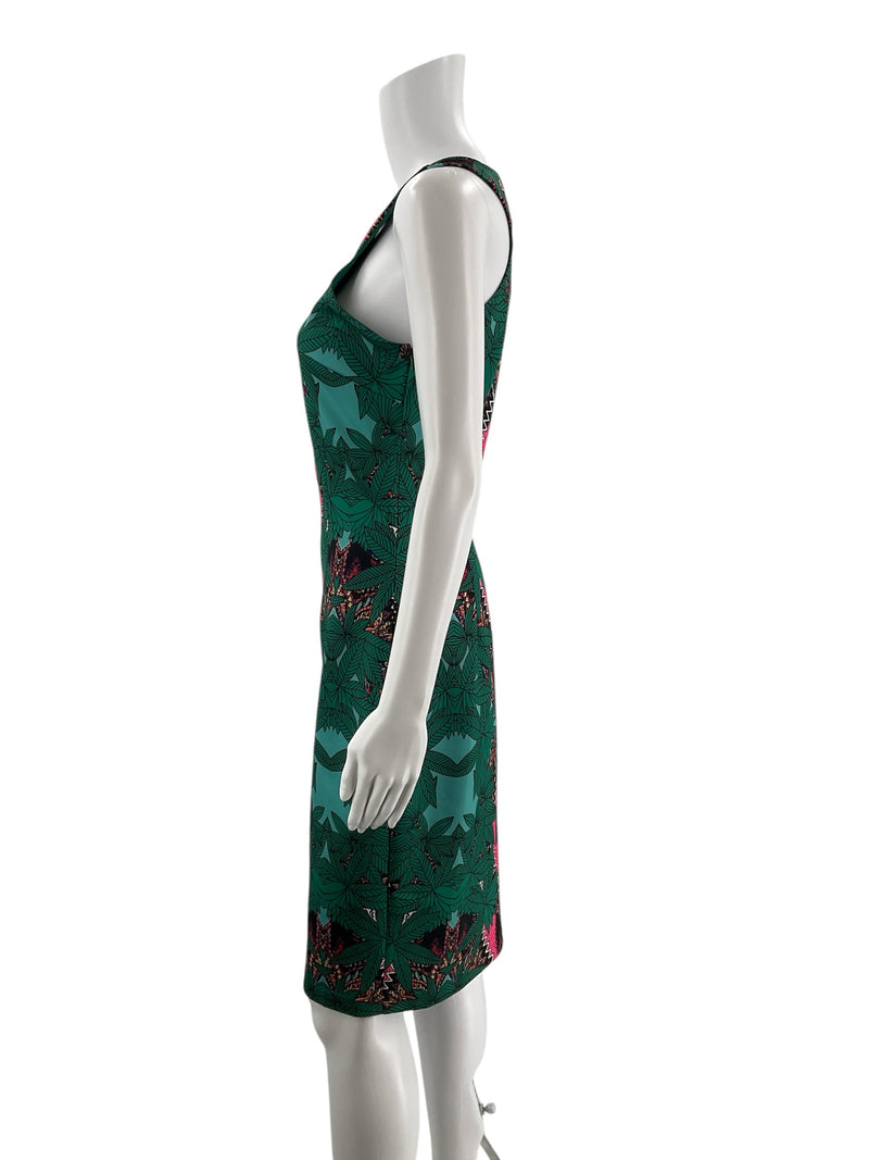 Gianni Bini Ggreen/Pink Floral Pre-Owned Ladies Dress - Size Medium