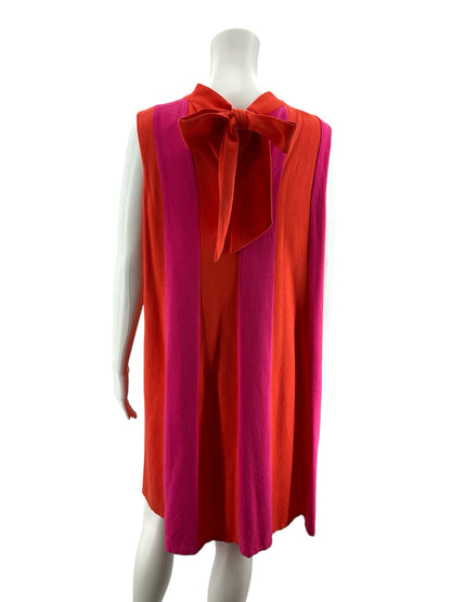 THML Colorblock Stripe Tie-Back Swing Dress Size XL 16 Pink Red