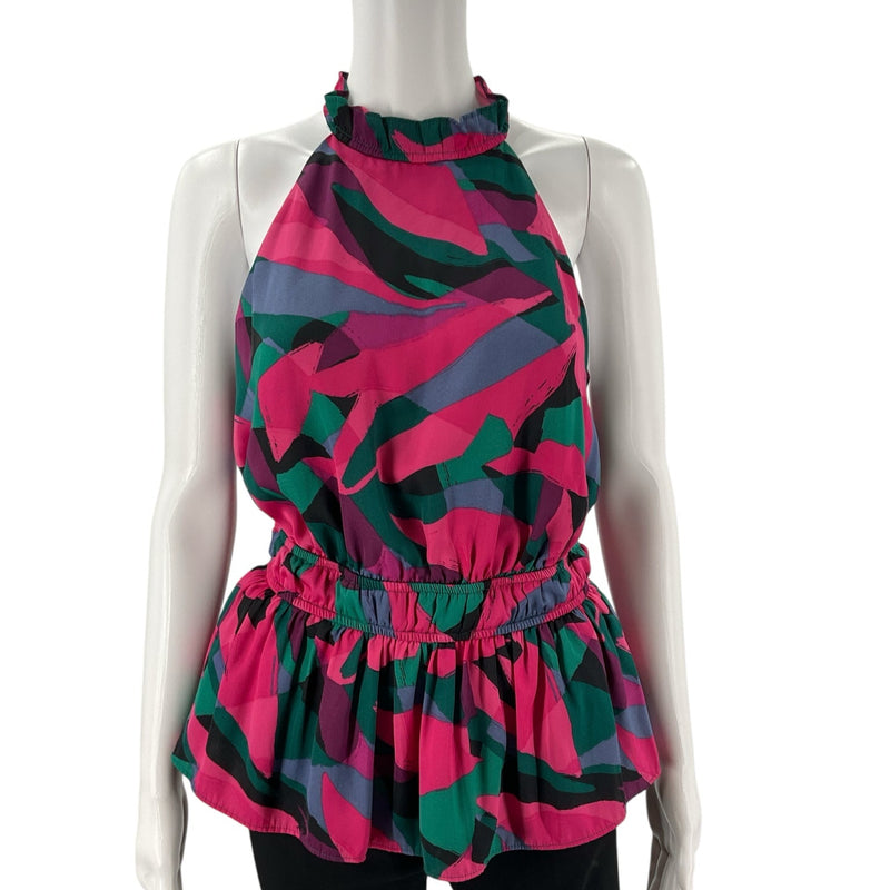 Nine West Green/Pink/Purple Print Pre-Owned Top - Size Medium