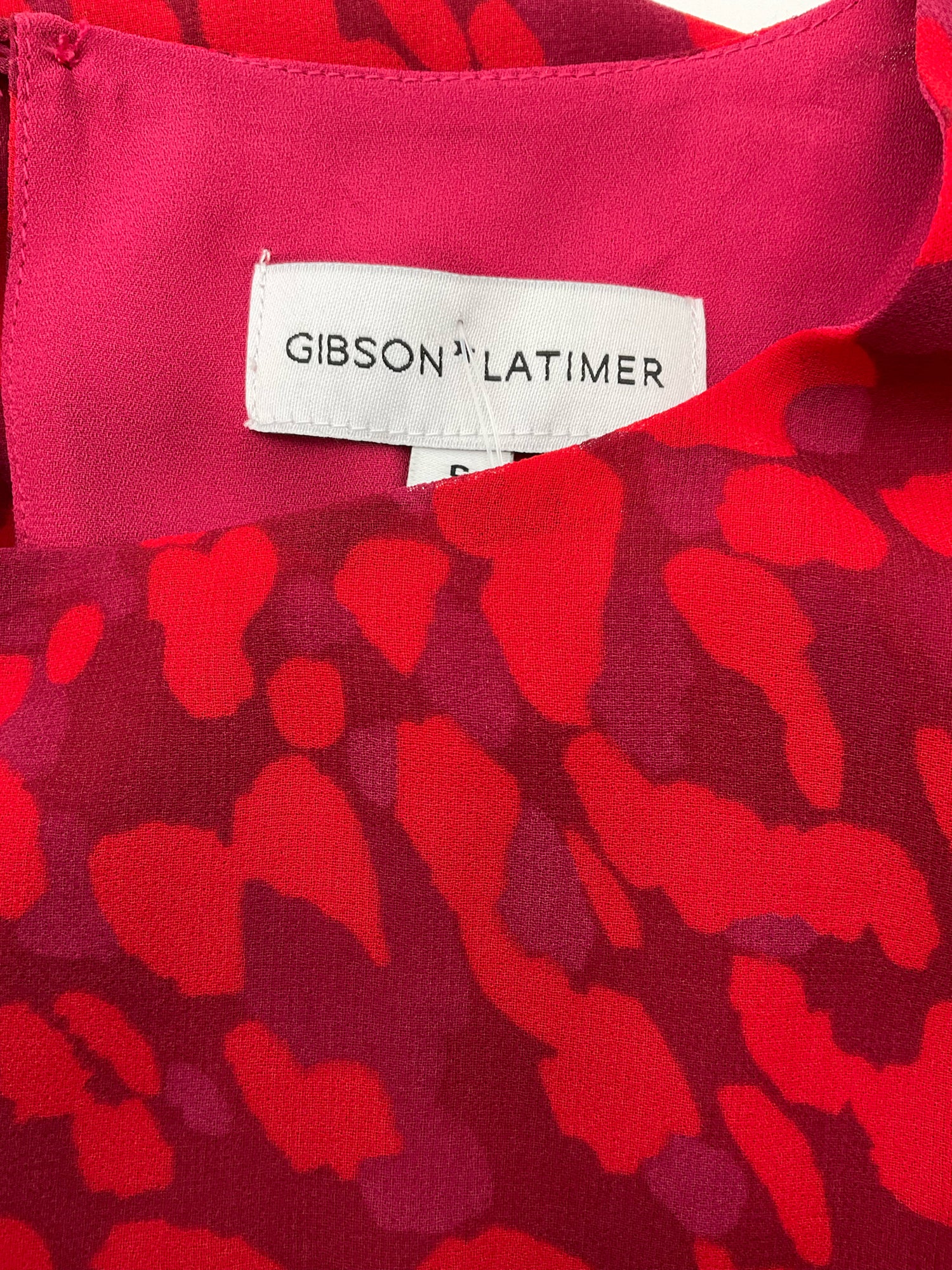 Gibson Latimer Red/Maroon Print Pre-Owned Ladies Dress - Size Small