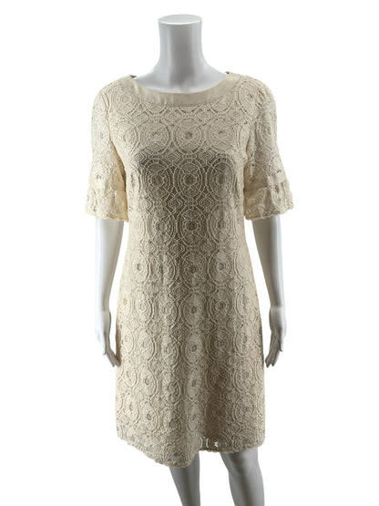 Liz Claiborne Cream Floral Lace Shift Dress Size 12