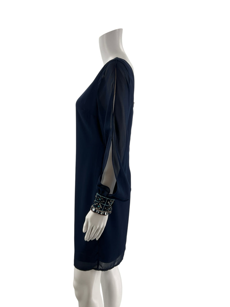 Brigitte Bailey Navy Solid Pre-Owned Ladies Dress - Size Small