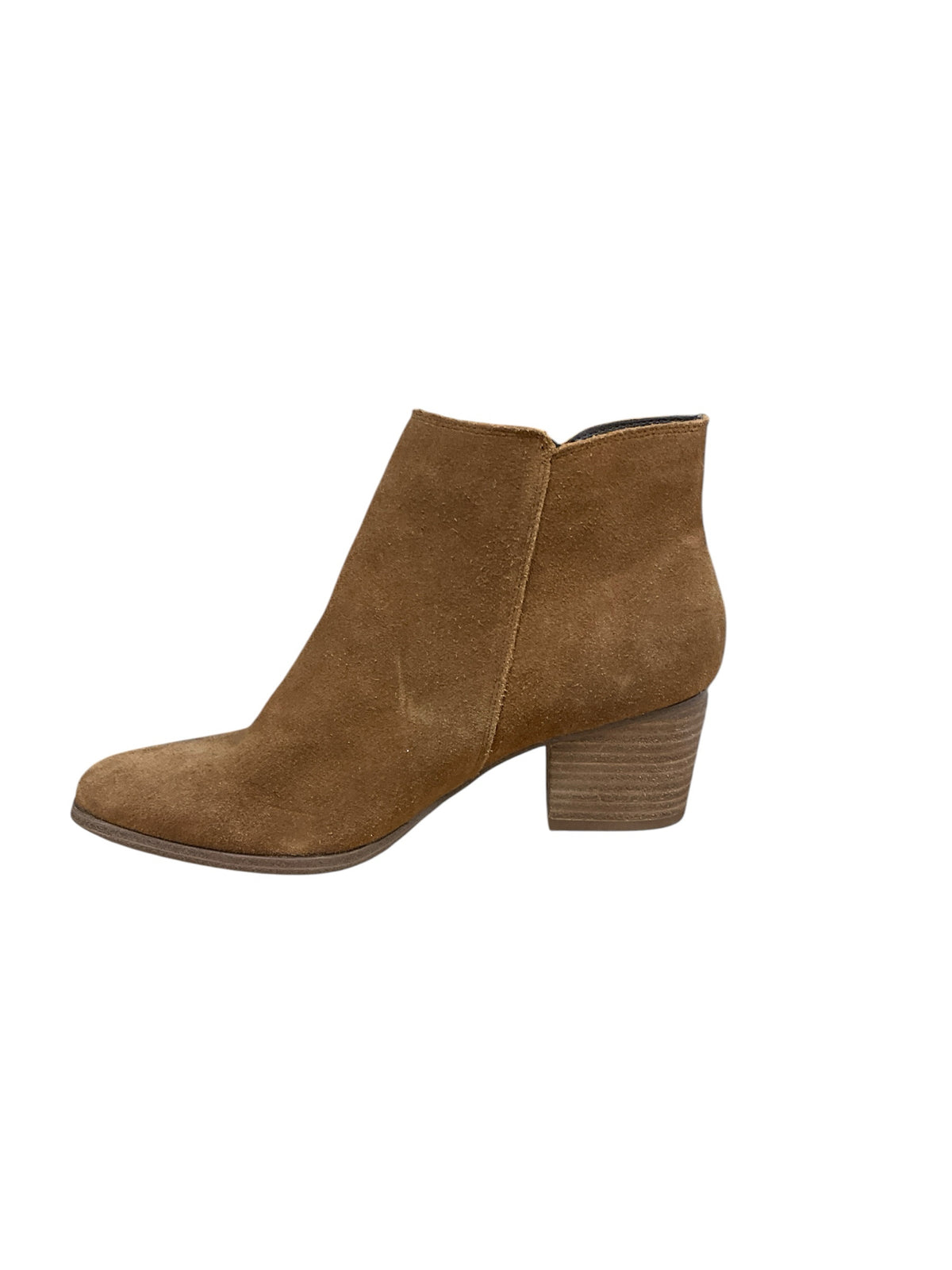Aldo Camel Suede Block Heel Ankle Boots Tassel Zipper Booties Size 7.5