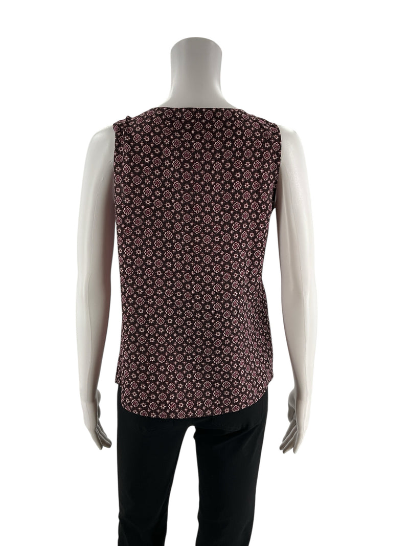 Loft Plum/White Print Pre-Owned Ladies Top - Size XXS Petite