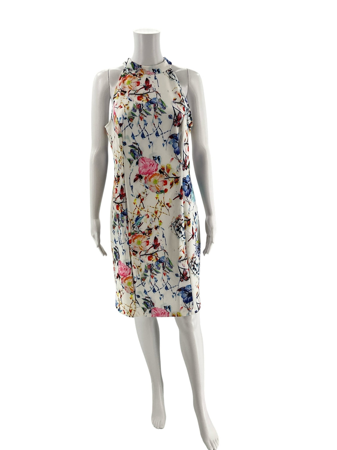 Venus White/Multi Floral Pre-Owned Ladies Dress - Size Large - Margaret’s Fine Consignment