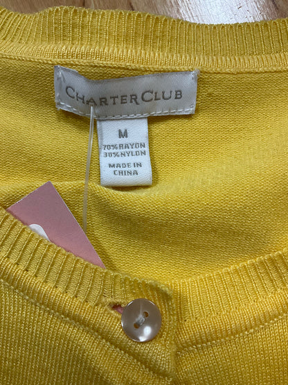 Charter Club Yellow Crewneck Button-Front Cardigan Sweater Size Medium