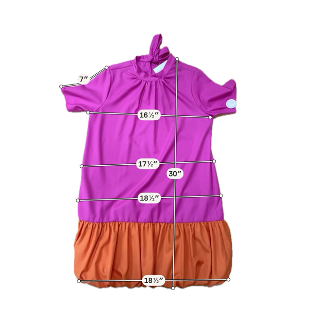 Carole Christian pink/orange Shift Pink Orange Colorblock Ruffle Hem Shift Dress Size Small - Size S