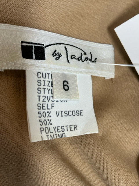 Tadashi Shoji Black &amp; Tan Floral Lace Cap Sleeve Sheath Dress Size 6