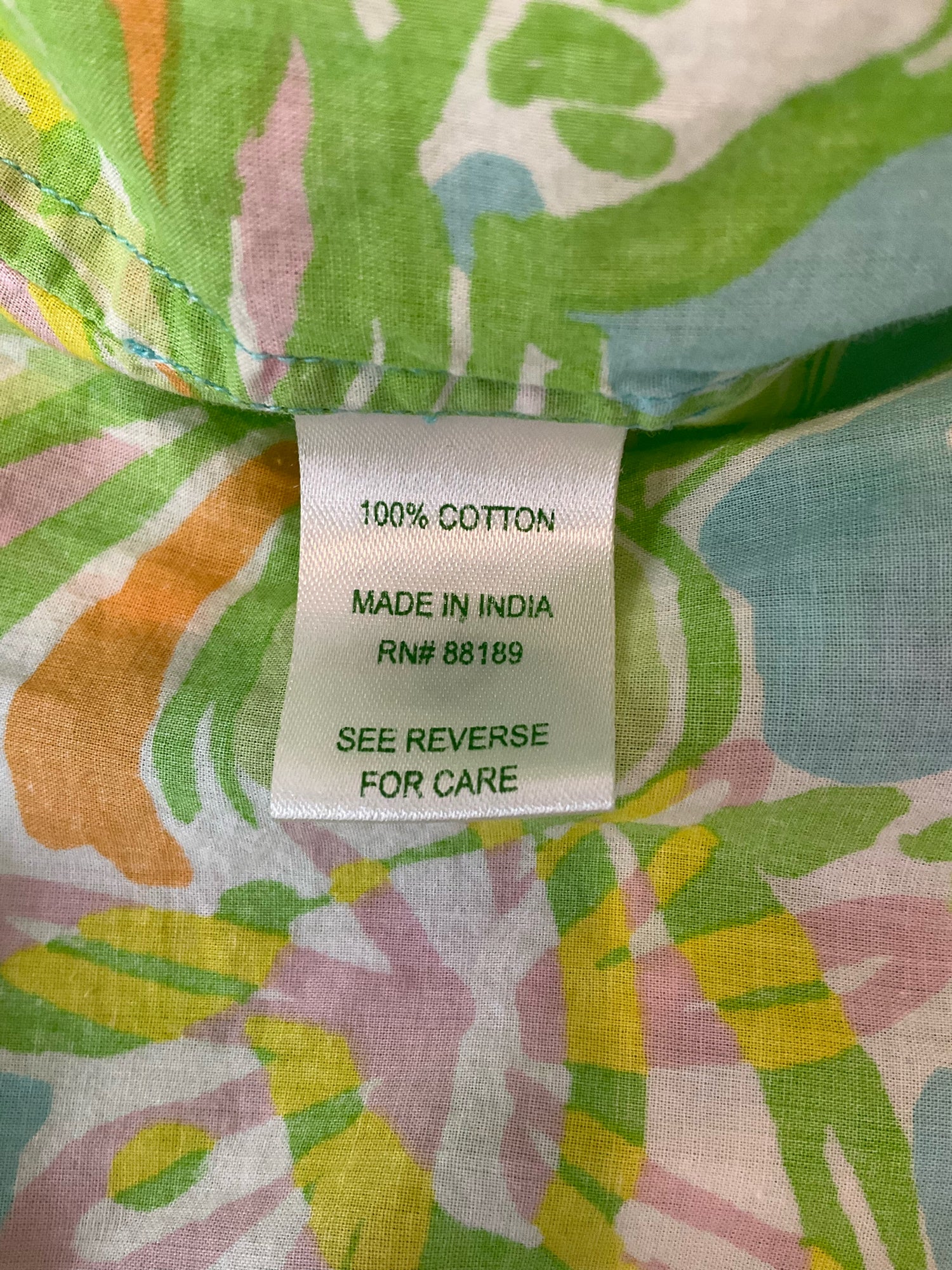 Lilly Pulitzer Sandpiper Tunic Top XS Green Blue Tropical Palm Print