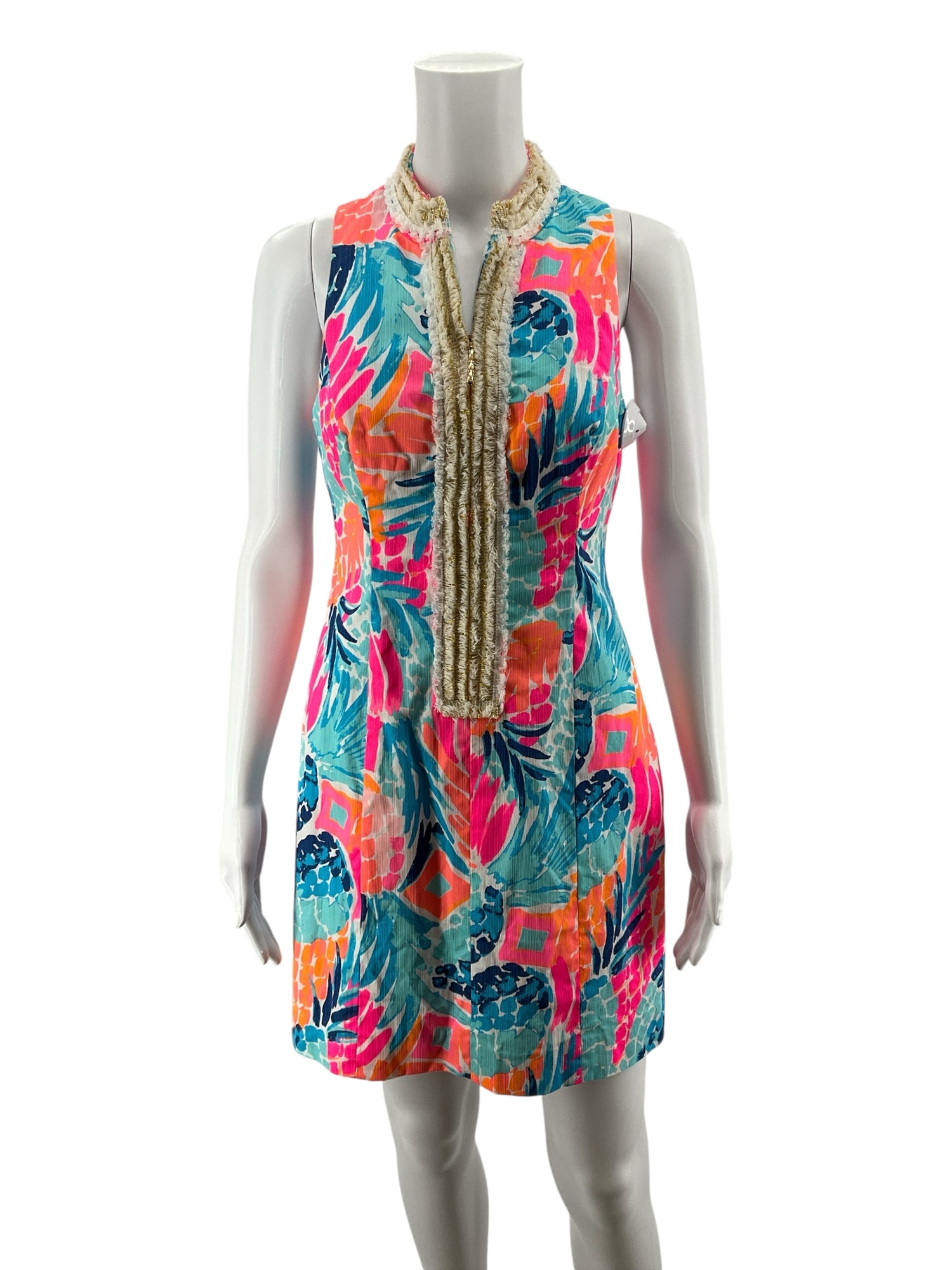 Lilly Pulitzer Pearl Shift Dress Multi Sink Or Swim Pineapple Print Size 2