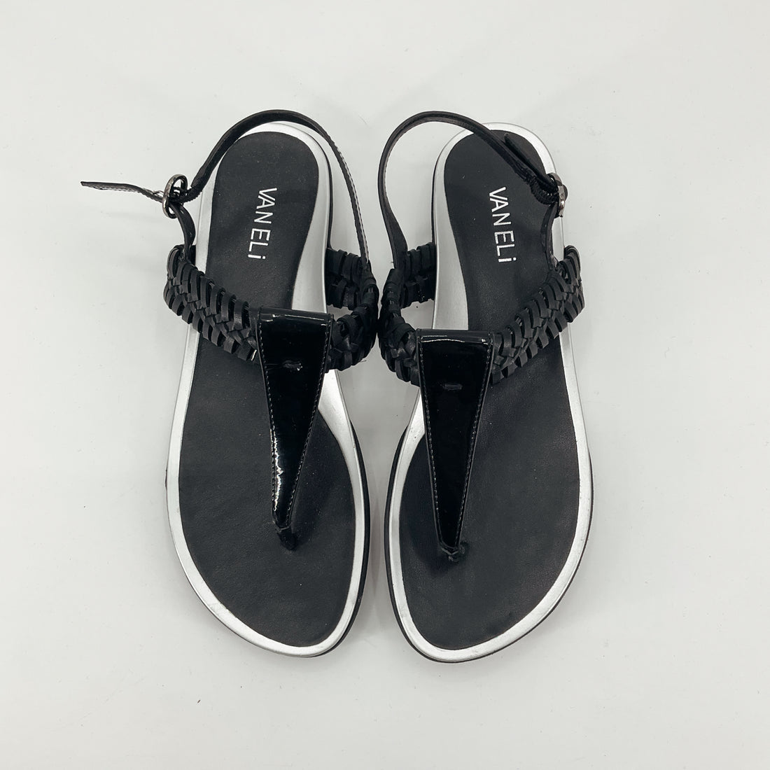 VANELi Aliz Black Braided T-Strap Platform Sandals Size 7