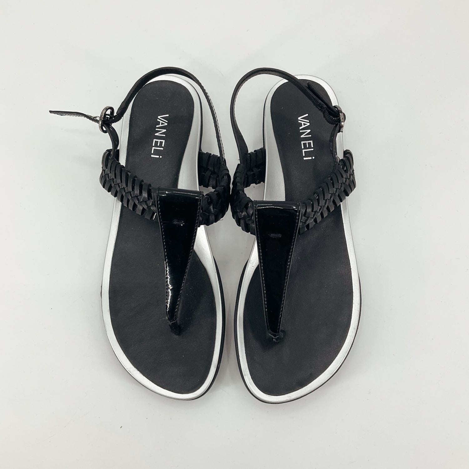 VANELi Aliz Black Braided T-Strap Platform Sandals Size 7