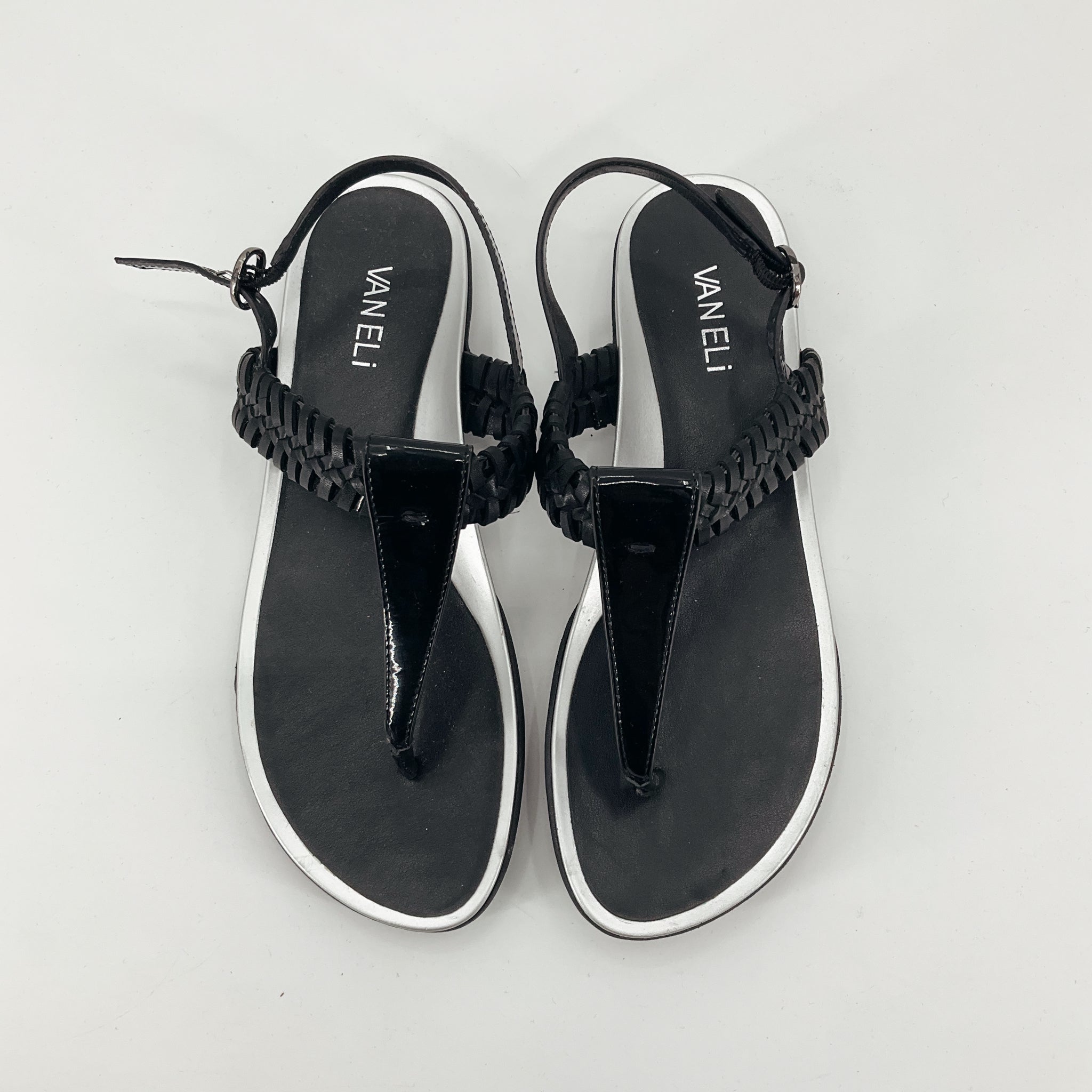 VANELi Aliz Black Braided T-Strap Platform Sandals Size 7
