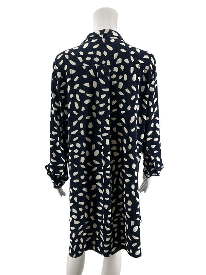 Umgee USA Navy &amp; White Confetti Dot Tunic Shirt Dress Size Large