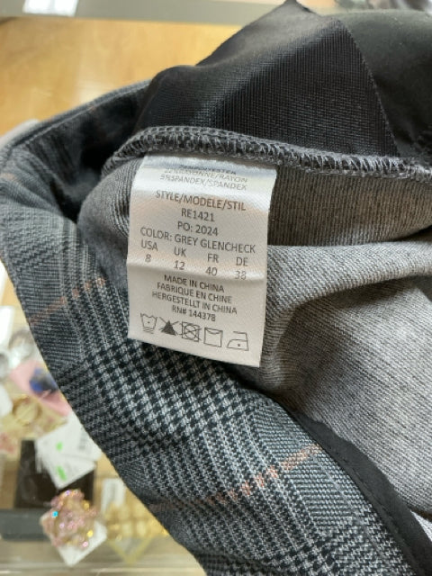 Rekucci Ease into Comfort Grey Glencheck Plaid Ankle Pants Size 8