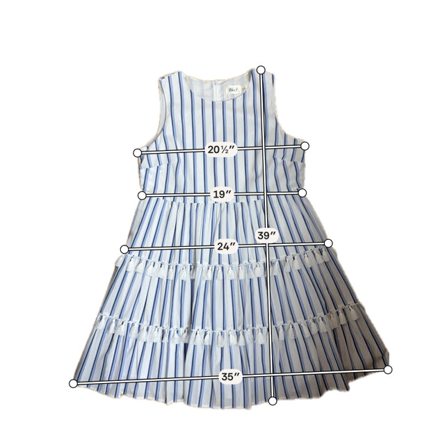Eliza J Blue Stripe Tiered Cotton A-Line Dress