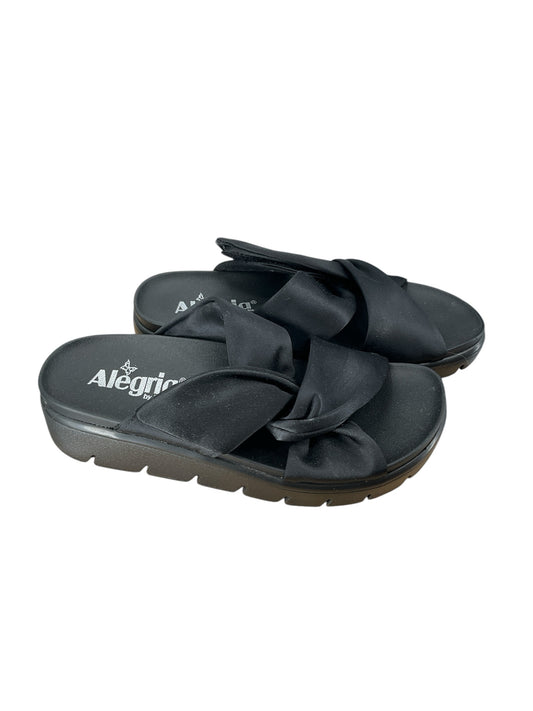 Alegria Black Solid Slides Size 5.5  - side view