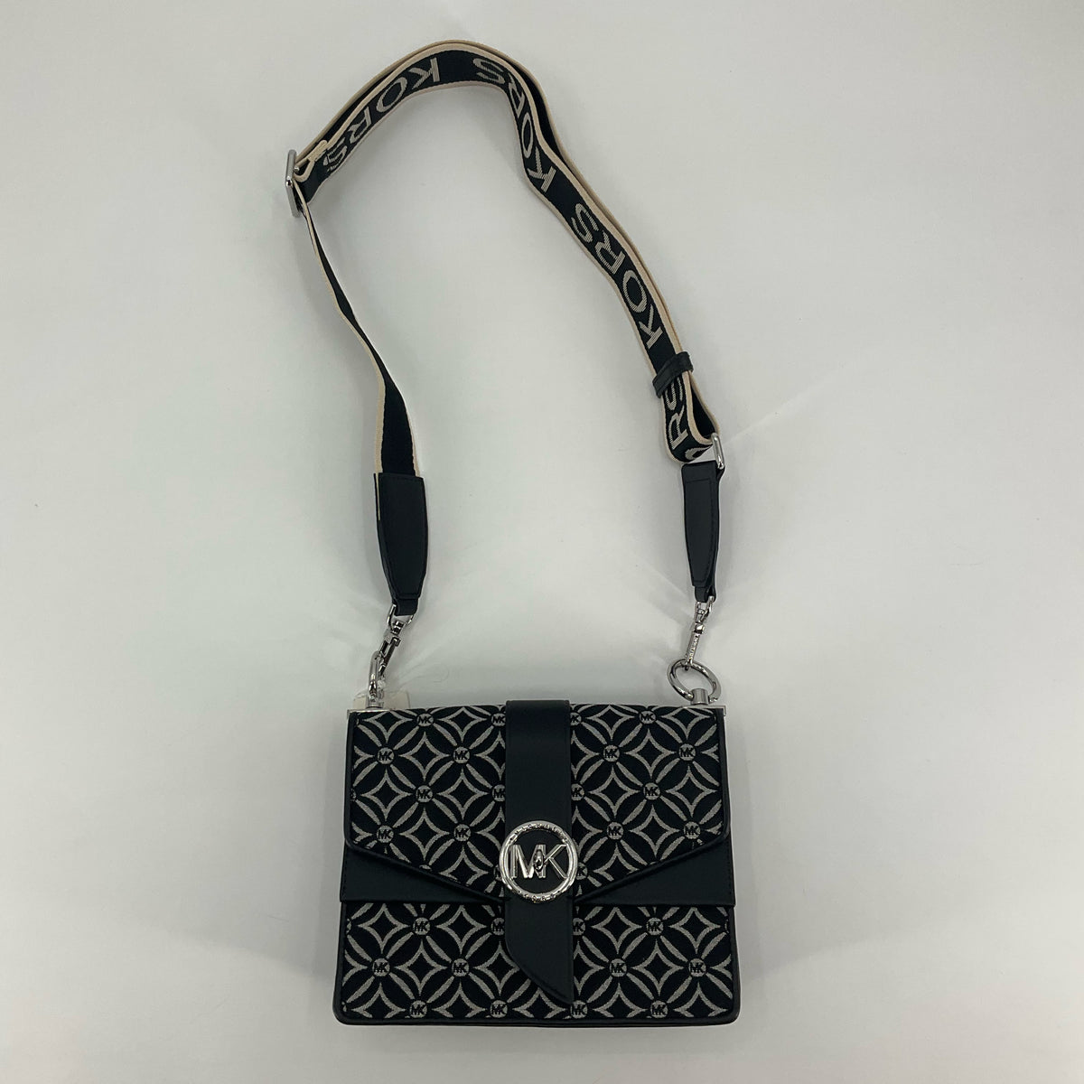 Michael Kors Jet Set Charm Jacquard Logo Crossbody Bag Black