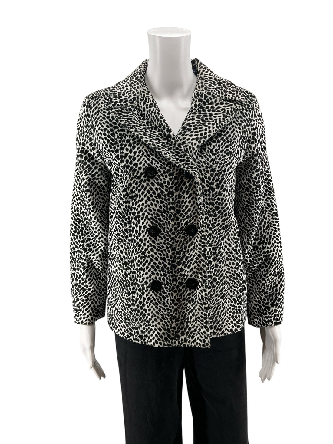 Liz Claiborne White/Black Animal Pre-Owned Ladies Jacket - Size Petite - Margaret’s Fine Consignment