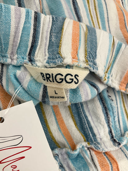 Briggs Striped Linen Blend Pull-On Shorts | Size L | Blue, Orange, White