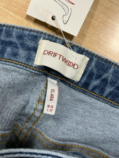 Driftwood Clara Floral Embroidered Flare Jeans Size 14