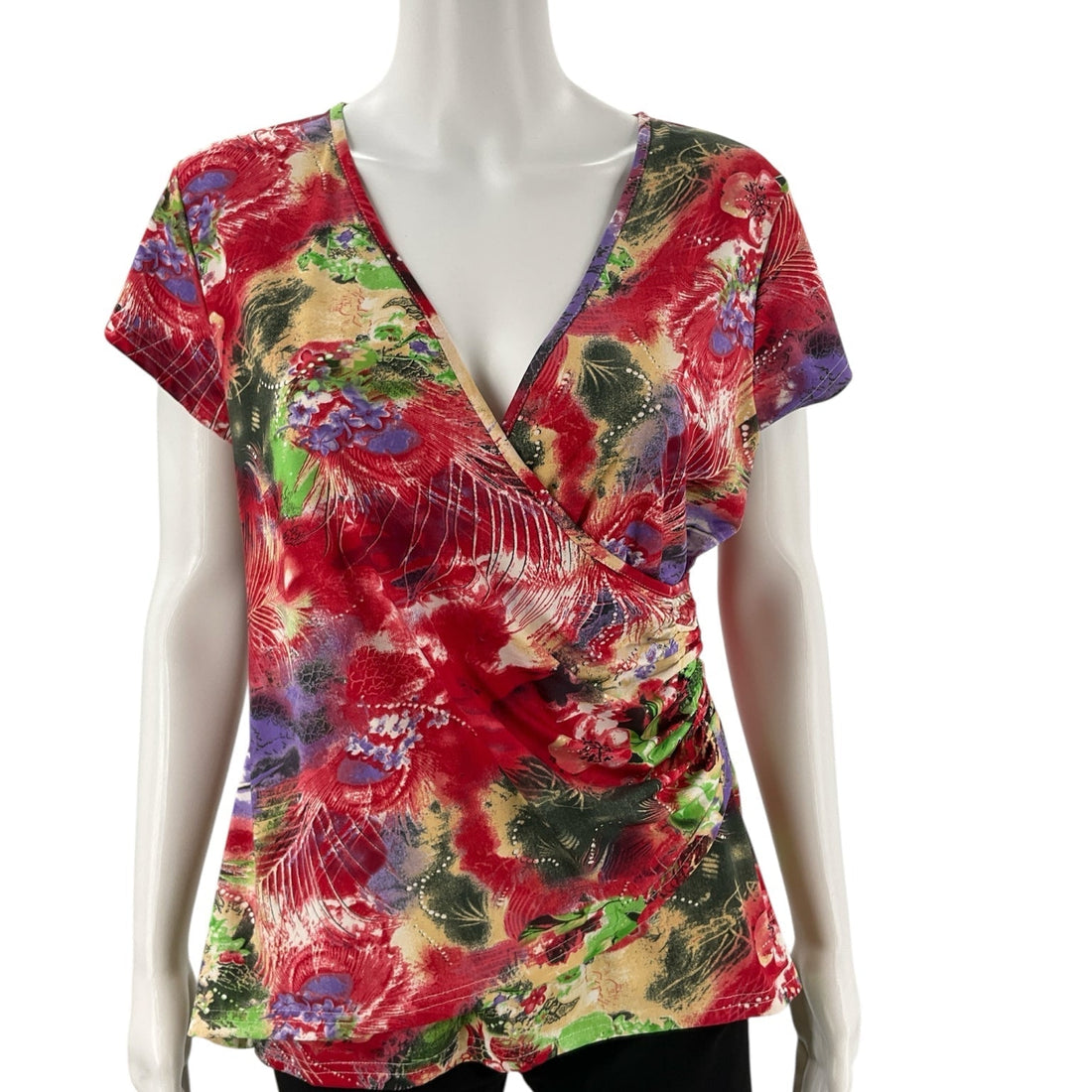 Tango Mango Red/Purple/Green Floral Pre-Owned Ladies Top - Size Large - Margaret’s Fine Consignment