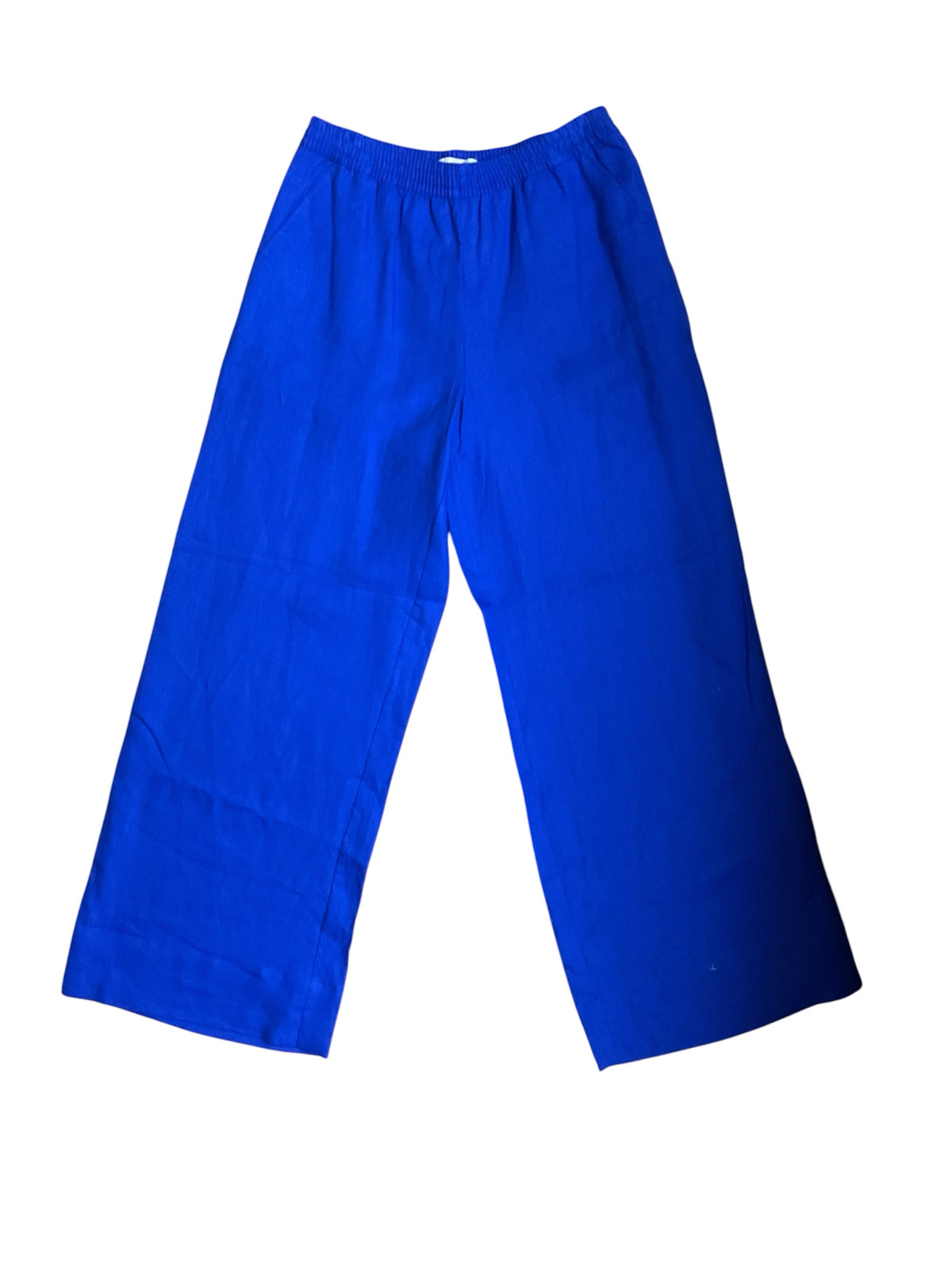 LOFT Linen Wide Leg Crop Pants Pull-On Cobalt Blue NWT - ONLINE ONLY