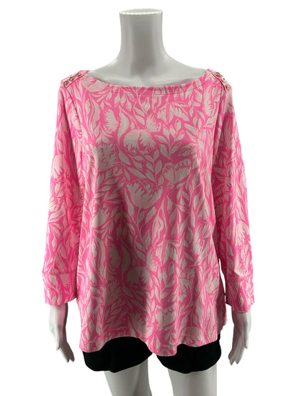 Lilly Pulitzer Chillylilly Marlina Tunic Top Pink White XL