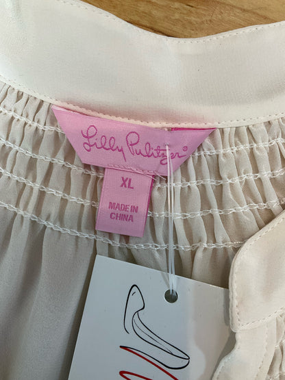 Lilly Pulitzer Elsa Silk Top XL Resort White Blouse