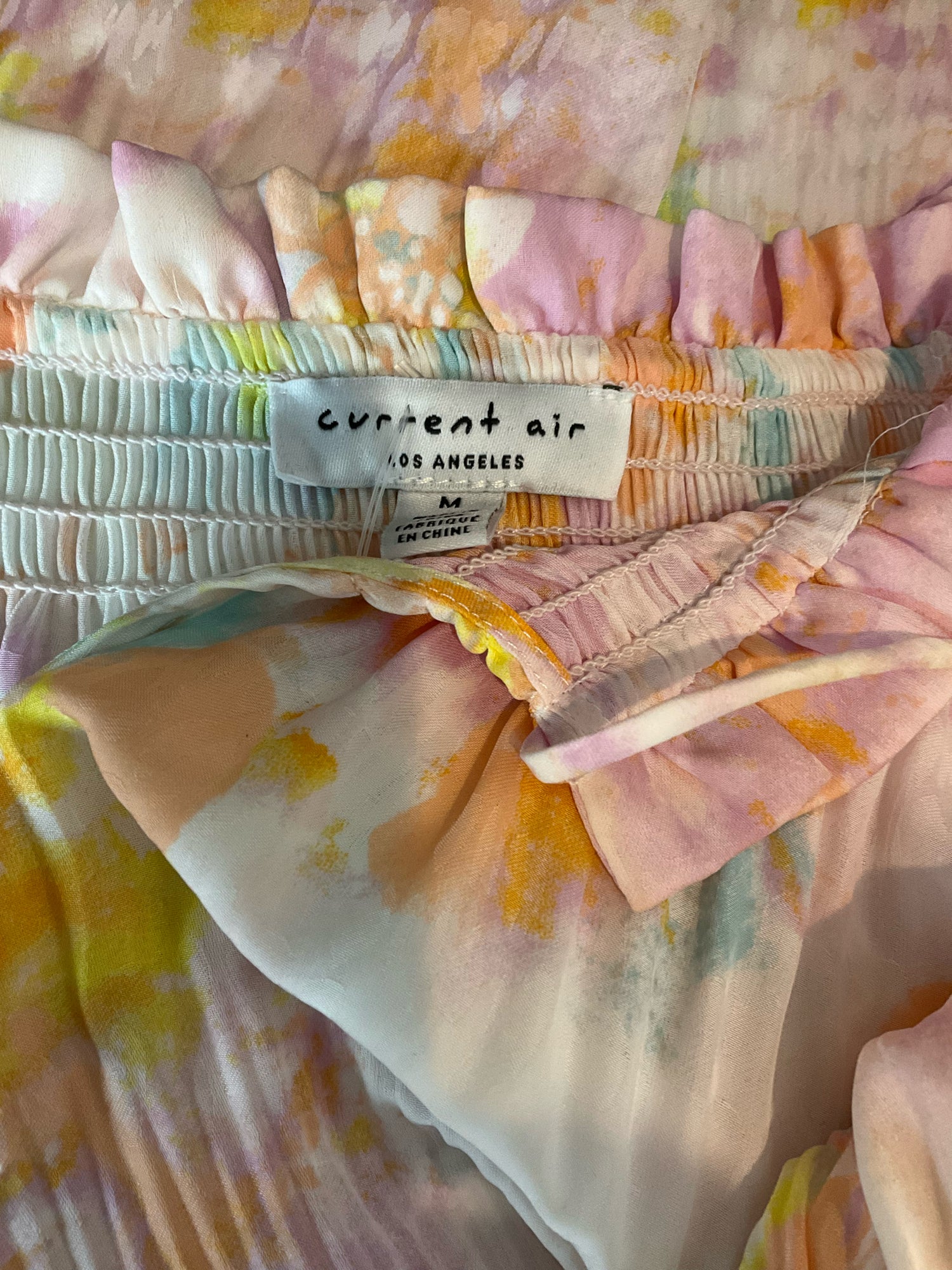 Current Air Watercolor Floral Pleated Peasant Blouse Size Medium
