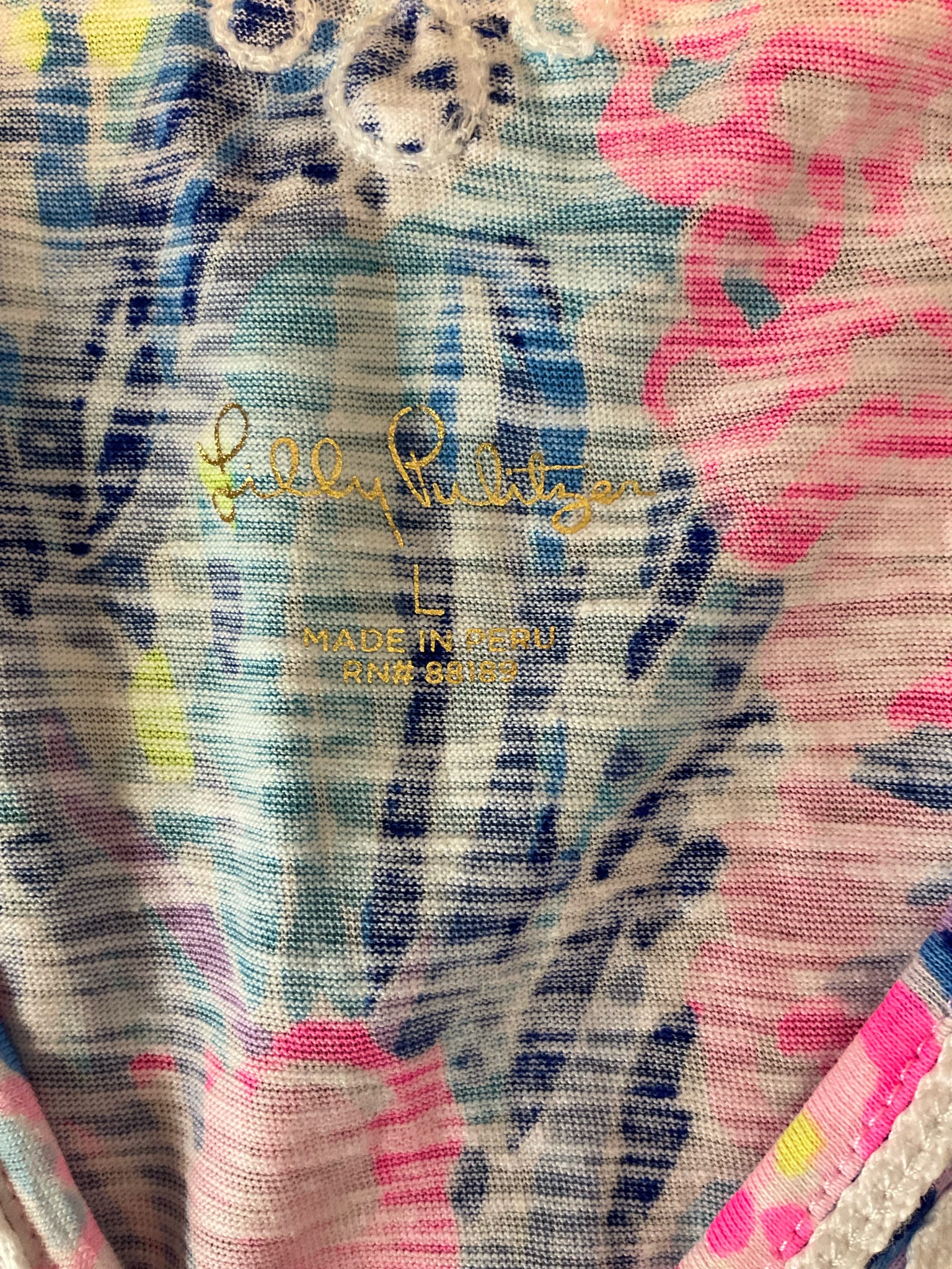 Lilly Pulitzer Katrina Tunic Top Multi Sink or Swim Print Cotton Size Large