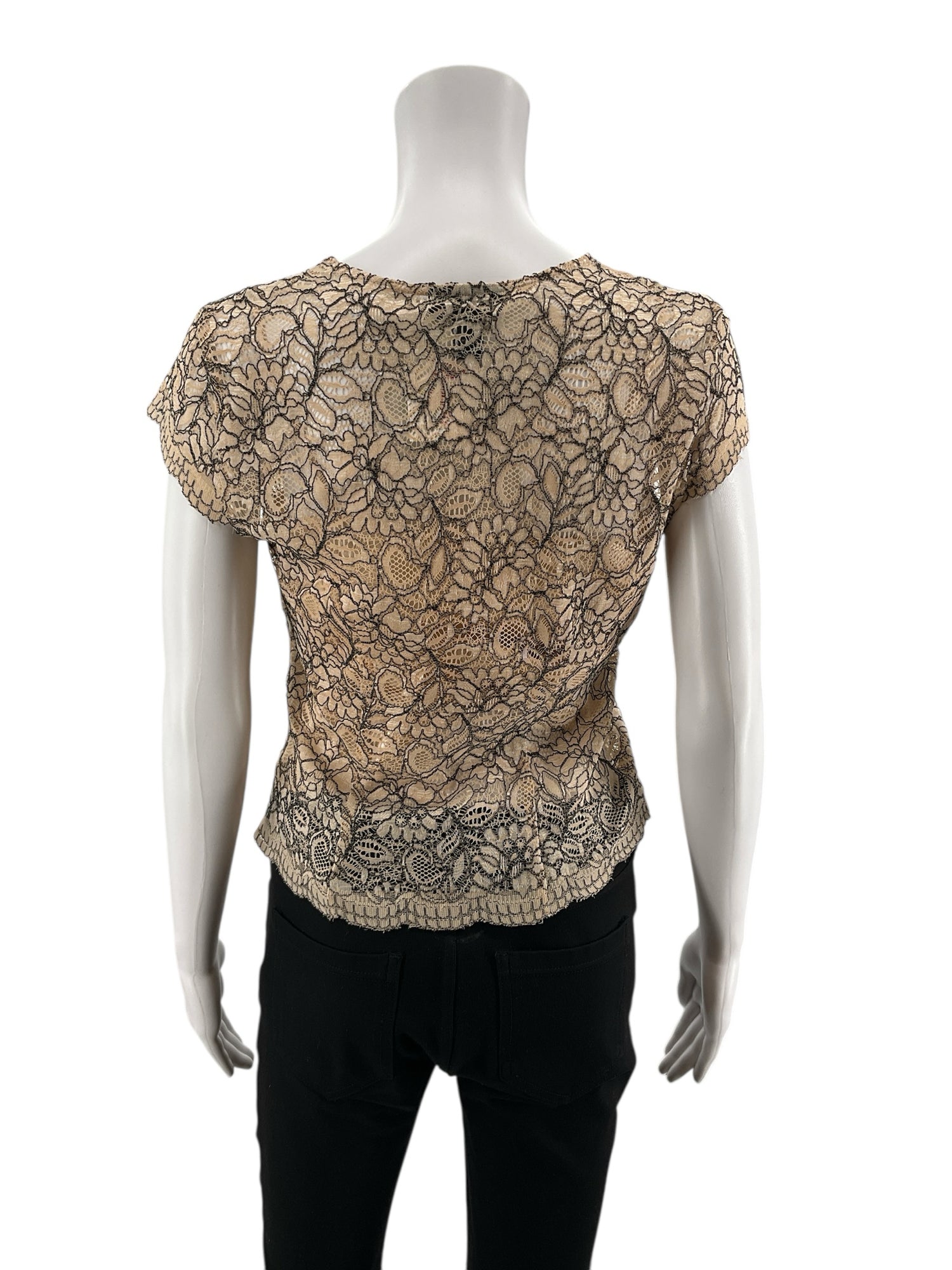 Alfani Tan Lace Pre-Owned Ladies Casual Top -  Size 6 Petite
