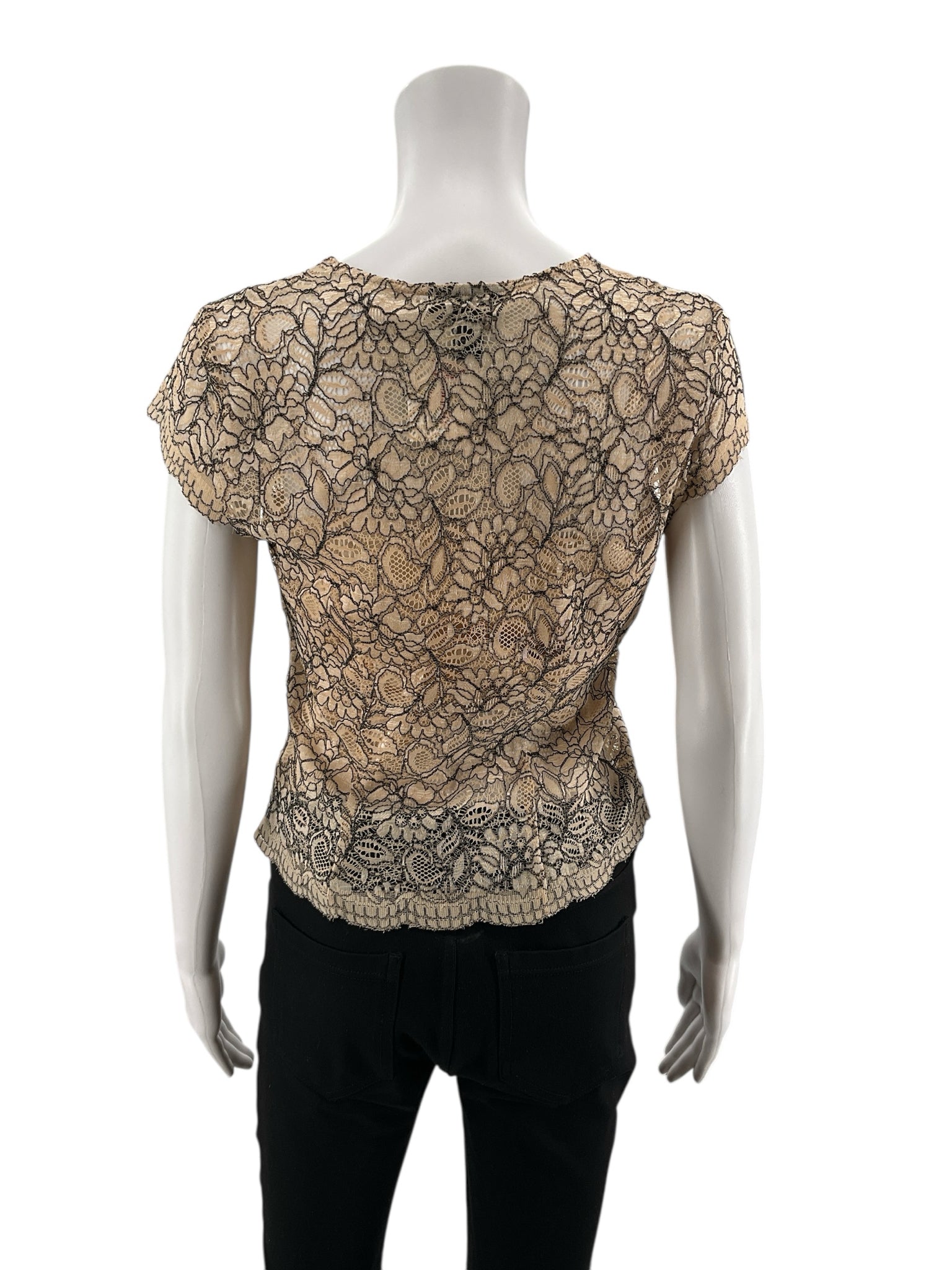 Alfani Tan Lace Pre-Owned Ladies Casual Top -  Size 6 Petite