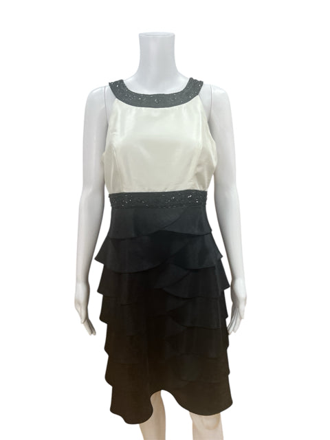 Jessica Howard Cream/Black Beaded Dress Size 8