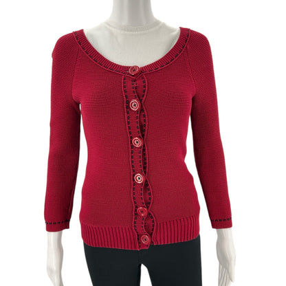 Loft Red Textured Ladies Pre-Owned Top - Size Small - Margaret’s Fine Consignment
