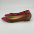 Talbots brown and pink solid ballet flats, size 6, featuring a pointed cap toe and woven design in a classic preppy style.