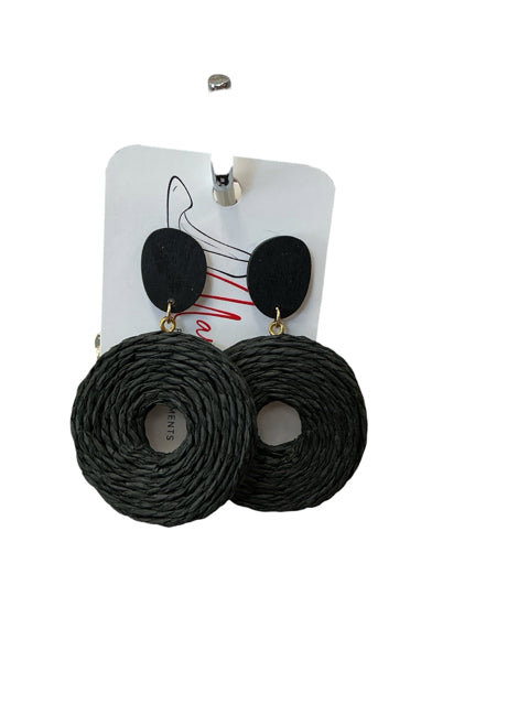 Madden Girl Elements Black Woven Raffia Statement Drop Earrings