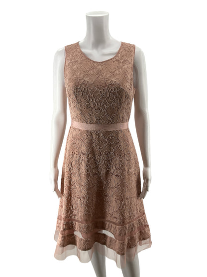 BCBGMAXAZRIAB Blush Pink Tiered Floral Lace A-Line Dress | Size 4