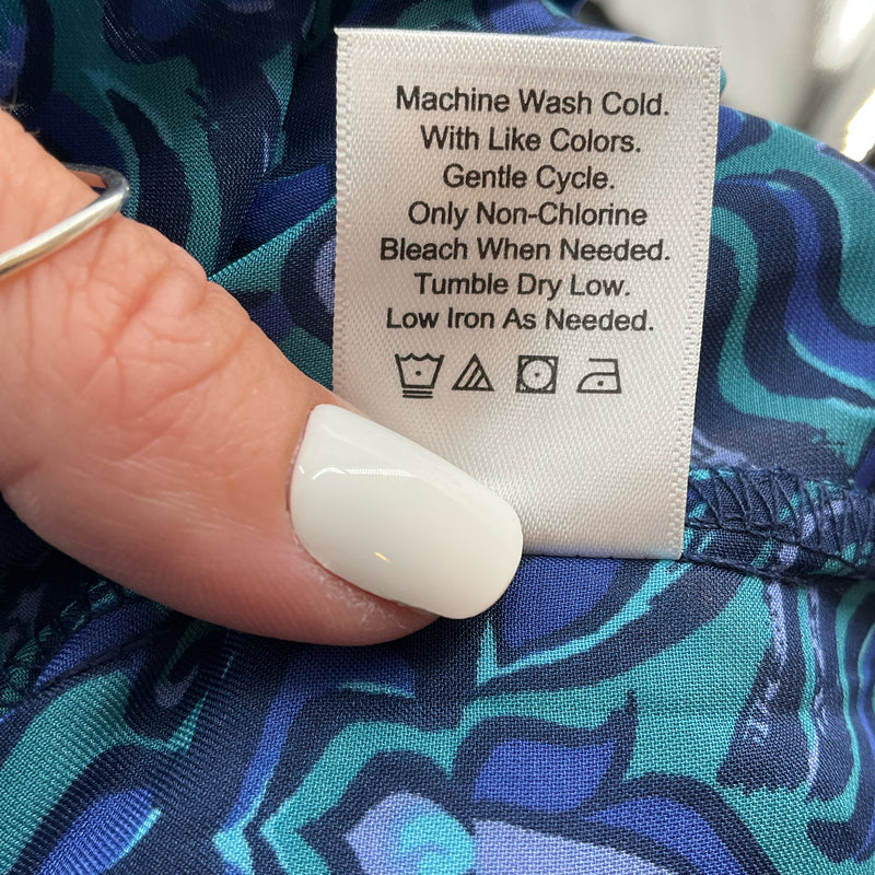 Coldwater Creek Blue/Green Print Pre-Owned Ladies Top - Size Large - Margaret’s Fine Consignment