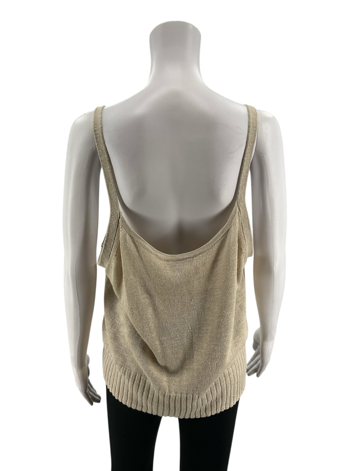 Banana Republic Ramie Blend Sleeveless Sweater Tank Top XL Tan NWT