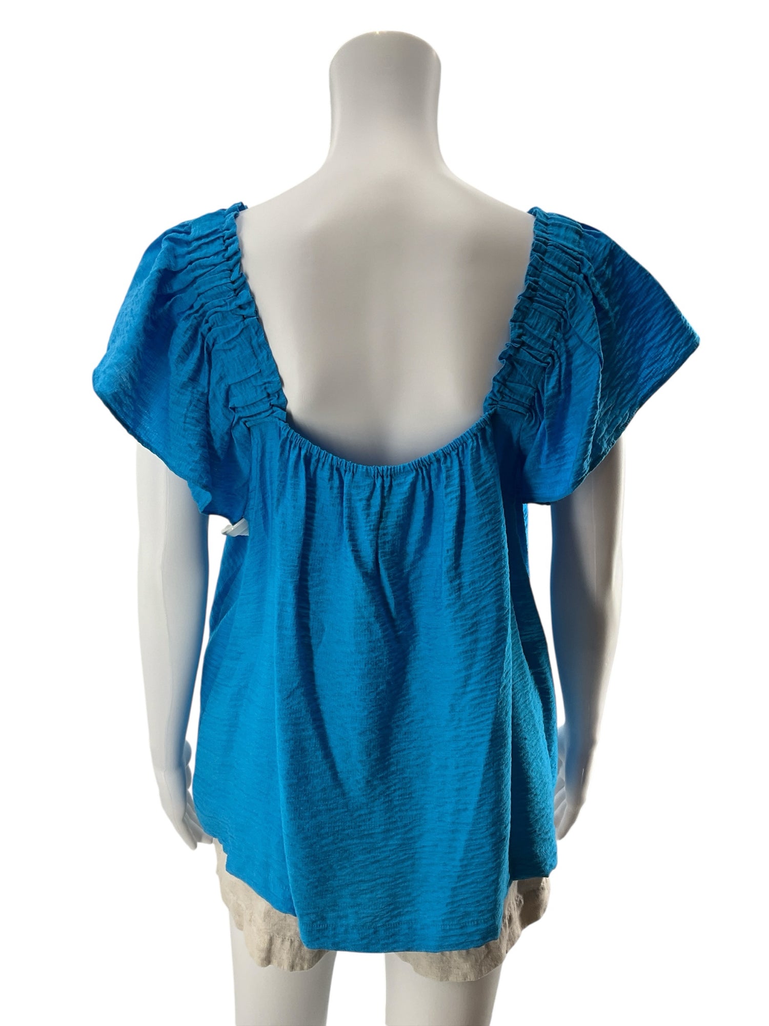 Lilly Pulitzer Katalina Top Size Large Turquoise Ruffle Square Neck Blouse NWT