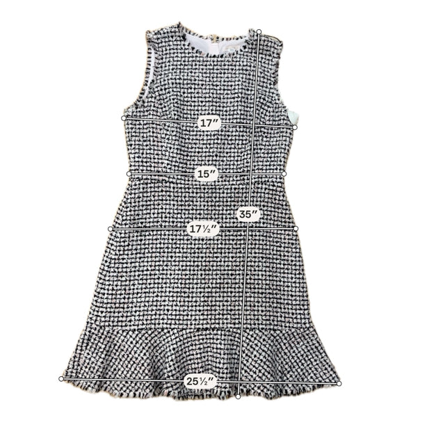 Rebecca Taylor Boucle Tweed Ruffle Hem Fringe Dress Black Pink Size 10