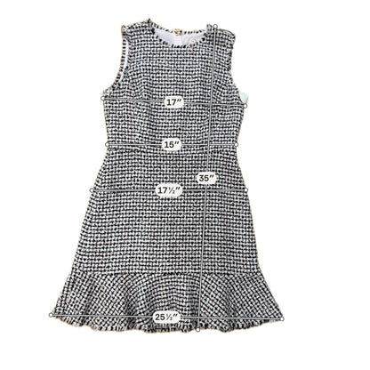 Rebecca Taylor Boucle Tweed Ruffle Hem Fringe Dress Black Pink Size 10