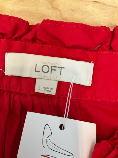 LOFT Red Ruffle V-Neck Sleeveless Blouse Top | Size Large - ONLINE ONLY