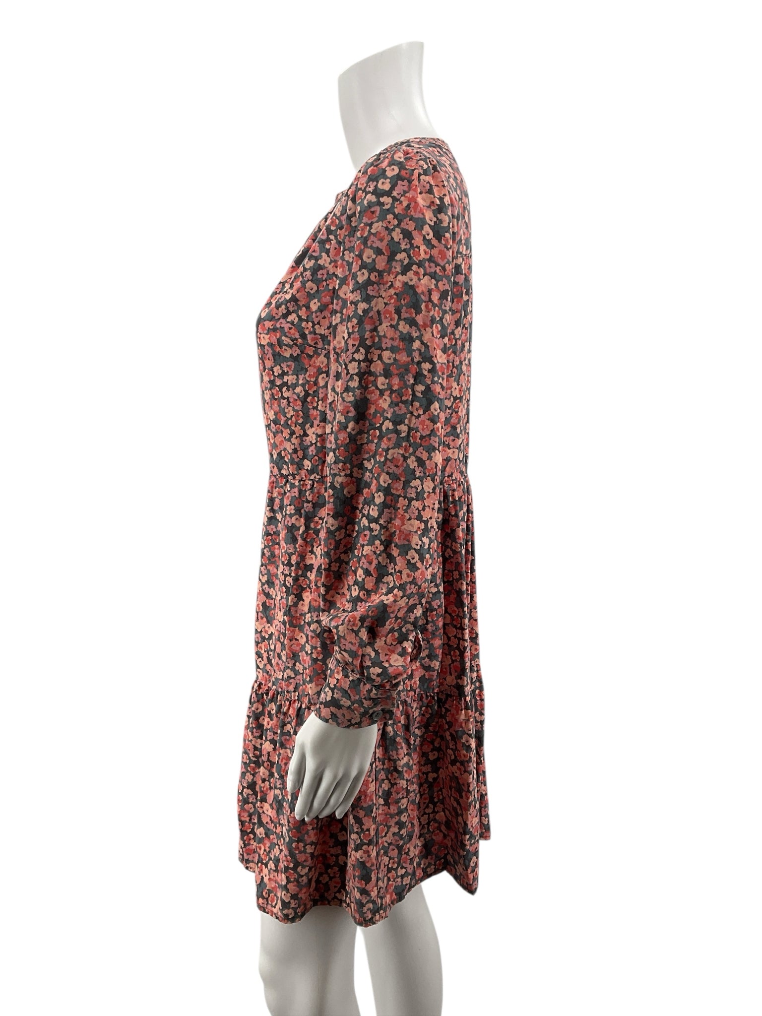 Loft gray/orange Floral Gray/Orange Floral Pre-Owned Ladies Dress - Size XS - Size XS