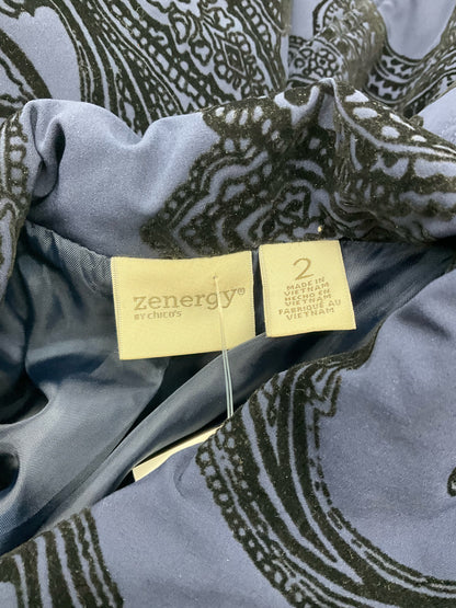 Zenergy Blue/Black Paisley Pre-Owned Ladies Jacket - Size Large - Margaret’s Fine Consignment
