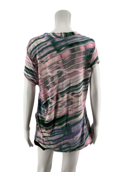 Simply Vera Vera Wang XL Watercolor Print V-Neck Top | Pre-Owned Rayon Blouse
