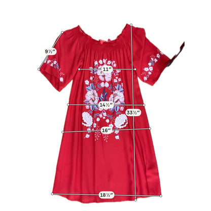 Chelsea &amp; Violet Red Floral Embroidered Off-Shoulder Dress | Size XS